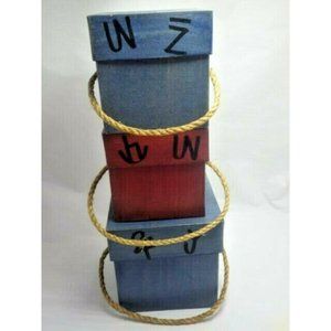 Vintage Western Nesting Boxes Red Blue Branding Iron Design Lot 3